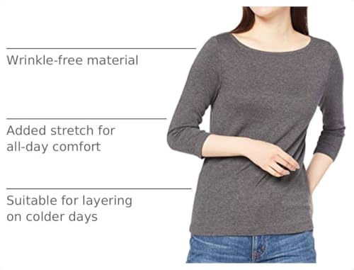 Image of Amazon Essentials Women's Slim-Fit 3 /4 Sleeve Boat Neck Cotton Modal T-Shirt