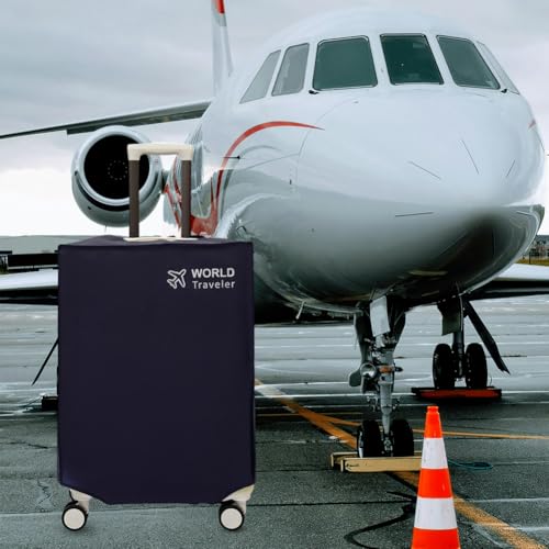 Luggage Cover Suitcase Protector Fits 26-28 Inch Luggage Waterproof Washable Dustproof Non Woven Fabric Protective Case for Travel Checked Baggage Commute Use Black with Velcro Closure3