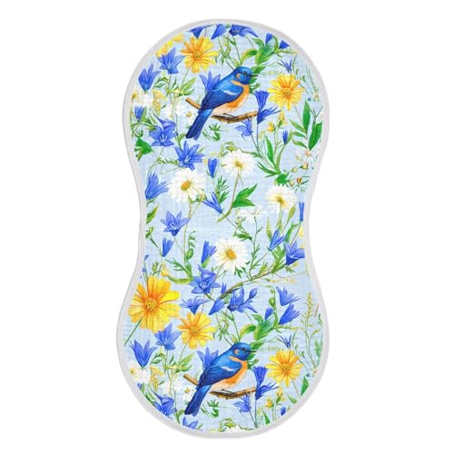 xigua Bluebirds Muslin Baby Burp Cloths Set of 1, Super Soft & Absorbent Burping Rags, Cotton Burp Clothes Shower Gift for Newborn, Baby Girls and Boys