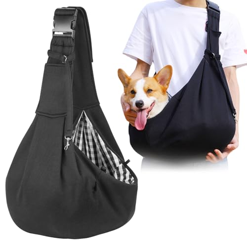 Borsa da Viaggio per Cani, Marsupio cane taglia piccola, Pieghevole, Regolabile ad alta capacità, per Cane/Gatto Fino a 7.5 KG, per Viaggio, Ciclismo, Passeggiata (nero)