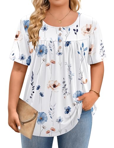 Image of IN'VOLAND Plus Size Tops for Women Short Sleeve Shirts Dressy Casual Tunics