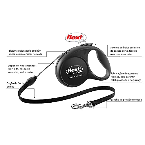 FLEXI Guia Retratil Fun Corda M 5M - Preto