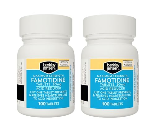 Berkley Jensen Acid Reducer - Maximum Strength Famotidine 20 mg Tablets to Relieve Meal-Induced Heartburn & Acid Indigestion Symptoms, 12-Hour Heartburn Relief, Zero Gluten, 100 Ct. ( Pack of 2 )