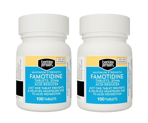 Berkley Jensen Acid Reducer - Maximum Strength Famotidine 20 mg Tablets to Relieve Meal-Induced Heartburn & Acid Indigestion Symptoms, 12-Hour Heartburn Relief, Zero Gluten, 100 Ct. ( Pack of 2 )