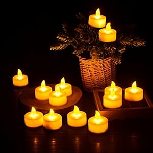 Diyife Tea Lights, [New Version] [24pcs] Realistic and Bright Battery Operated Flickering Tealights, Fake Candles in…