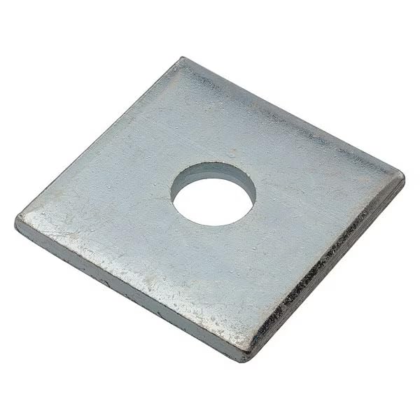 Square Washer, Fits Bolt Size 1/2 in Low Carbon Steel, Zinc Plated Finish