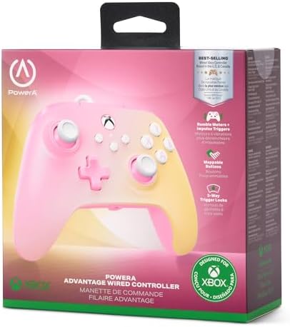 PowerA Advantage Wired Controller for Xbox Series X|S - Pink Lemonade, Xbox Controller with Detachable 10ft USB-C Cable, Mappable Buttons, Trigger Locks and Rumble Motors, Officially Licensed for Xbox — view 9