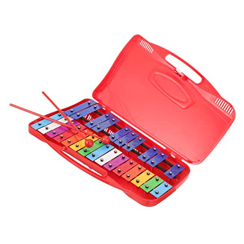Yardwe Piano De Aluminio Xilófono Glockenspiel Instrumentos Musicales para De 1 a 3 Años Instrumentos Musicales para Pequeños Edades Xilófono Caja De Plástico Rojo