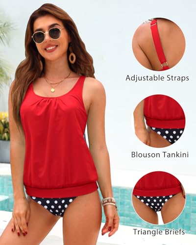 Image of Yonique Women Vintage Chevron 2 Piece Ruched Padded Tankini Set Flyaway Top With Triangle Brief Bottom Bathing Suit