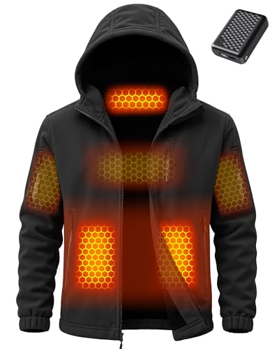 Wulcea Men Heated Graphene Fleece Jackets 12v Battery Pack Included