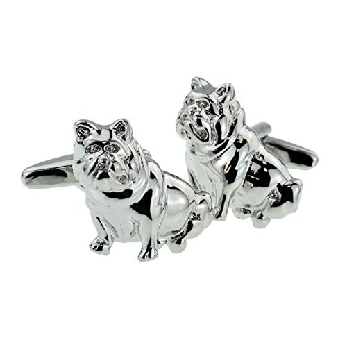 Gemelos Hombre Bulldog Sentado Plateado miniatura 1