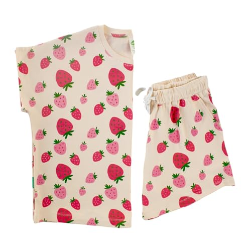 PARADE Organic Womens Pajamas - Boxy T & Shorts Strawberries M