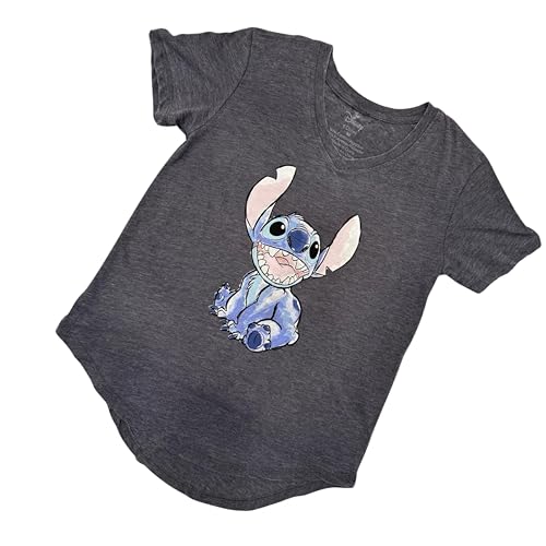 Image of Disney Lilo & Stitch Juniors Graphic T-Shirt - Stitch Tee for Women, Short Sleeve, Sizes XXS-3XL