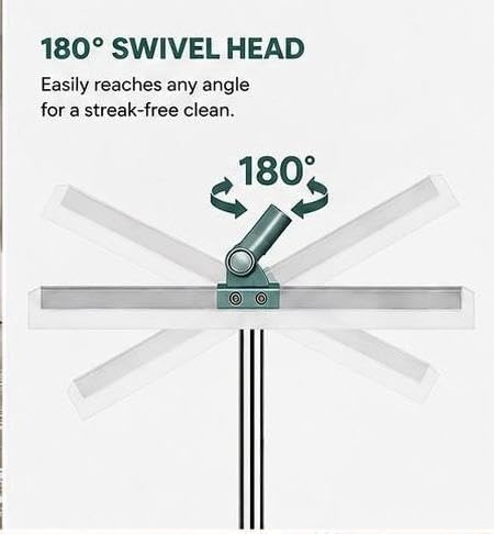 Image of MIKENZO Silicone Floor Wiper with 180 Rotating Head | Adjustable Long Handle | Heavy Duty Bathroom Floor Cleaner | Multipurpose Water Wiper for Tiles, Marble, Glass, Kitchen & Home Cleaning