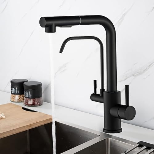 YESOP Torneira De Bancada Cozinha P/Filtro Extensível Preto Acabamento Fosco