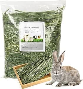 1KG Timothy Rabbit Hay - Fresh Feeding Hay for Rabbits & Guinea Pigs Green, Dust-Free, Long-Stem, Sun-Dried Feeding Hay 100% Natural Food (1 KG)