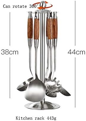 6 Pieces Stainless Steel Kitchen Utensils Wood Handle Cooking Tool Sets Soup Rice Spoon Pasta Server Strainer Kitchenware