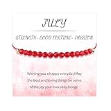 July Birthstone Bracelets for Women Girls, Handmade Ruby Gemstone Bracelet, Birthstone Jewelry Birthday Gifts for Her Mom Wife Girlfriend