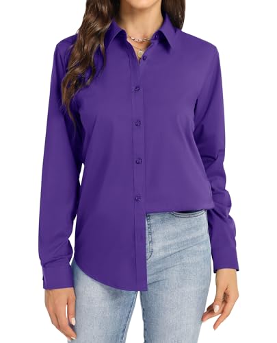 J.VER Bluse Damen Elegant Business Reise Blusen Knitterfrei Langarmshirt...