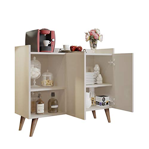 Aparador Buffet Retrô Pés Palito Duas Portas - Galhardo - Off White - Mania de Móveis