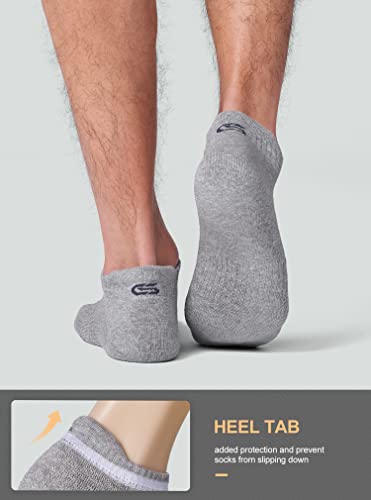 CS CELERSPORT Ankle Athletic Running Socks Low Cut Sport Tab Socks for Men and Women (6 Pairs),Medium,White, Grey