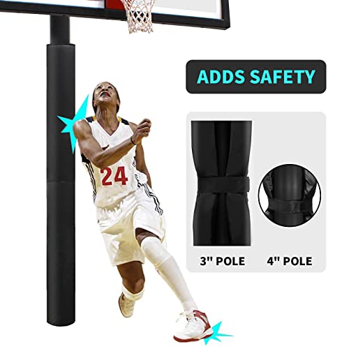 VANCL Pole Padding Basketball Pole pad Round Basketball Pole Padding 3-4 Inch Pole Pad Wrap Around Garage Pole Padding Waterproof Durable for Protection Basketball Pole Pads Black