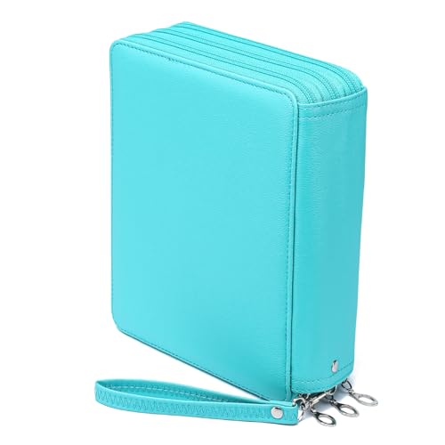 Image of YOUNGCOL Deluxe PU Leather Colored Pencil Case - 120 Slots Pencil Holder with Handle Strap Large Capacity Pencil Organizer