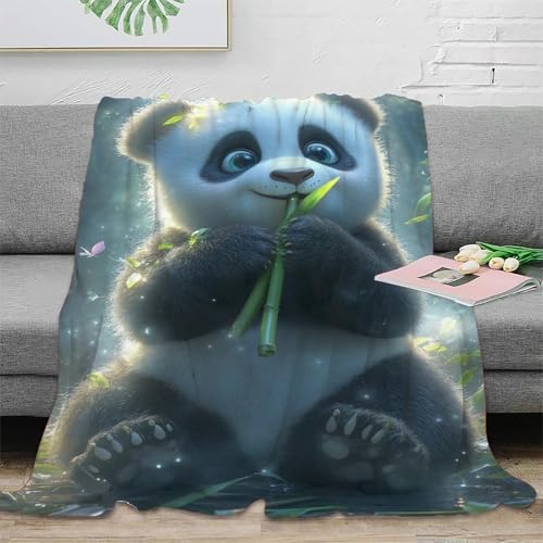 Couverture lit microfibre chaude panda 200x230 cm plaid canapé - 3
