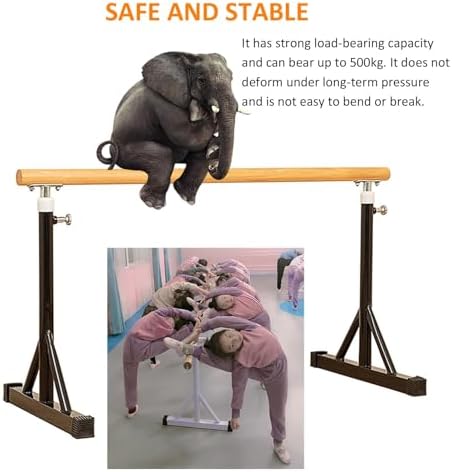 Height Adjustable Ballet Barre Yoga Rods,Portable Adjustable Ballet Stand - Stable Dance Bar for Home Gym, Easy Assemble Free Standing Fitness Equipment for Teens and Adults,（Black,200cm/6.5