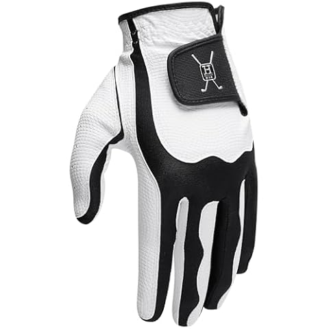 Handy Picks Men’s Golf Gloves, Premium Japanese Synthetic Leather, Stretch Fit, Enhanced Durability n Breathability (Black n White, Medium Large) Cover