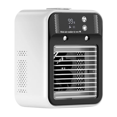 Ventilador portátil de aire acondicionado, mini enfriador y humidificador 2 en 1 con nano spray de niebla, 20 dB silencioso, carga rápida USB-C, tiempo de funcionamiento de 10 horas, ventilador de
