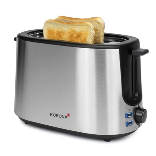 Korona 21255 Tostadora | Carcasa de acero inoxidable | Accesorio para panecillos integrado | Nivel de tostado ajustable en continuo | Bandeja recogemigas | 900 W
