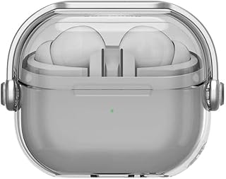 Eco Protective Case for Airpods Pro 2nd (2022/2023) Cover Shockproof, Wireless Charging Case with Safety Lock and Keychain, Anti-Fall Protective Cover (Transparent Gray)