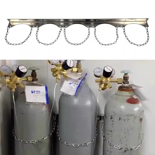 Soporte Mural para Tanques de oxígeno y acetileno con Cadena de Seguridad, Estante de Almacenamiento Seguro para Cilindros médicos e industriales.