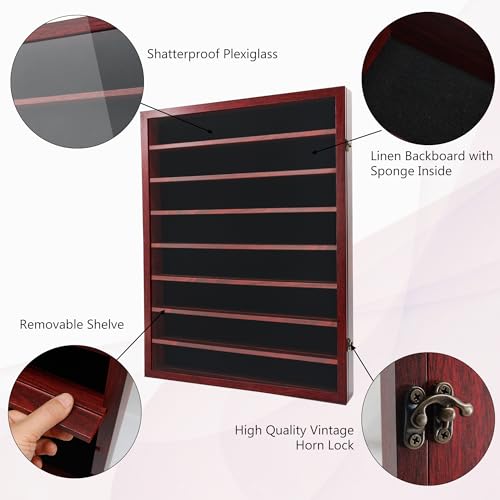 Image of 18*24 Large Shadow Box Frame with Removable Shelves,Shadow Boxes Display Cases for Small collectables,Deep Memory Box Display Case Trinket Shelf for Collection,Coins,Miniatures Figures,Red