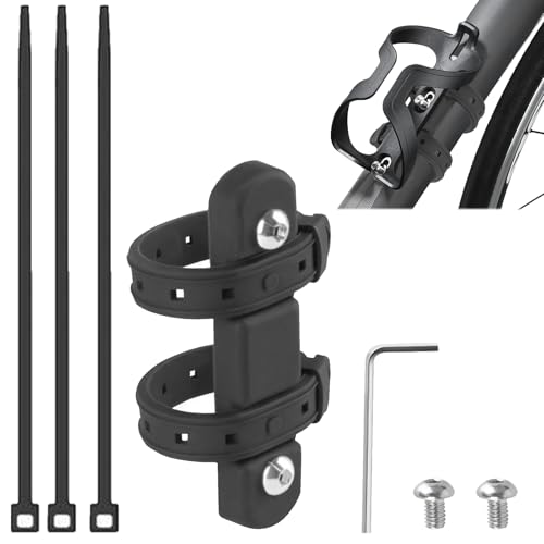 Huybaa Soporte Universal para Portabidón de Bicicleta, Adaptador sin Tornillos, con Correa Antideslizante, Negro