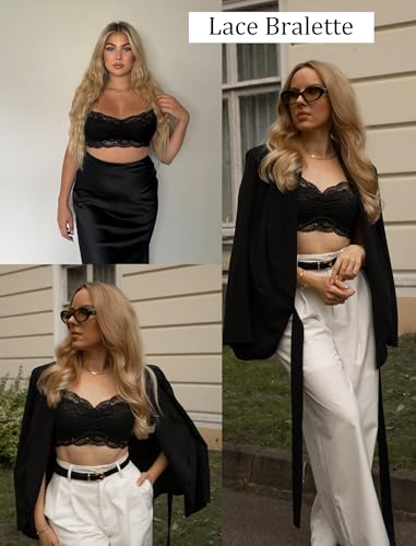 Image of Avidlove Lace Bralette for Women V Neck Cami Tank Y2k Camisoles Adjustable Spaghetti Strap Crop Top Non Padded