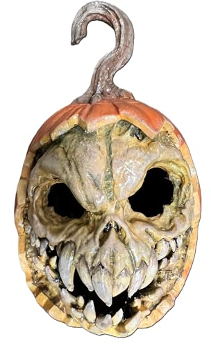 Halloween Scary Pumpkin Decoration Flesh Face Design PLA Material 18x10.5 Inch Hand-Painted Indoor Outdoor Display