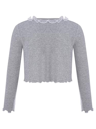 Hularka Kids Girls Knit Dance Crop Tops Ballet Wrap Shrug Sweater Long Sleeve Cardigan Ballerina Gymnastics Sweater2