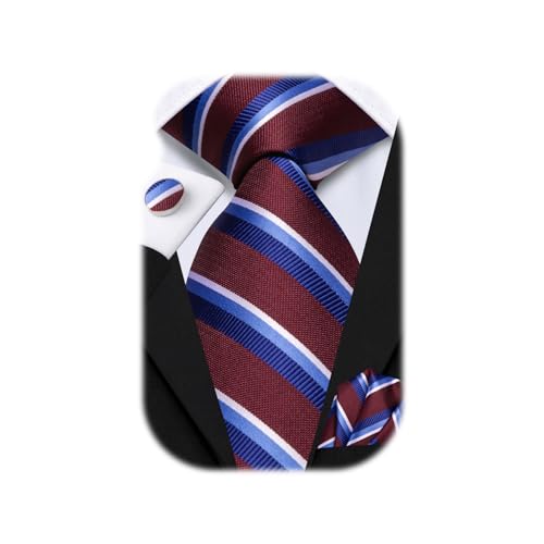 Image of Hi-Tie Men 63inches Tie Set Extra Long Necktie Paisley Tie Pocket Suqare Cufflinks Big and Tall Men Tie
