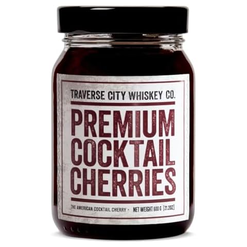 Traverse City Whiskey Co. Premium Cocktail Cherries (21.2oz / 600g) | Cocktails & Desserts | All American, Natural, Certified Kosher, Stemless, Slow-Cooked Garnish for Old Fashioned, Ice Cream Sundaes & More Cover
