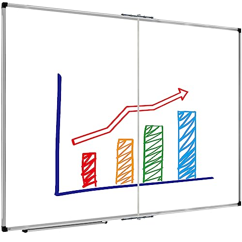 Image of XBoard Magnetic Whiteboard 60 x 48 Inch, Dry Erase Board for Wall with Silver Aluminum Frame Foldable Presentation Board