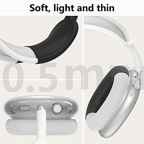 Image of MINDRESY Silicone Case Cover for AirPods Max Headphones, Clear Soft TPU Ear Cups Cover /Ear Pad Case Cover /Headband Cover, Compatible with Apple AirPods Max (2024 /2020), USB-C, Black | Clear Soft TPU Ear Cups Cover /Ear Pad Case Cover /Headband Cover for AirPods Max,Transparent Accessories for Apple AirPods Max