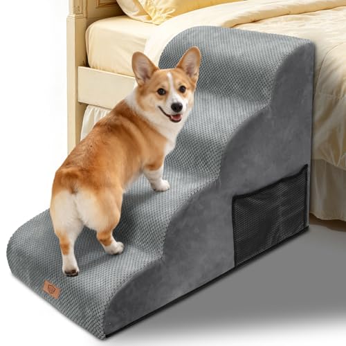 Masthome 犬 階段 犬スロープ階段 ドッグステップ 犬用ステップ 4段 高さ53.5cm 段差解消 ペット用 ステップ 階段 滑り止め 犬用 4段踏み台 安全 カバー取り外し可能 ペット用品 小型犬 室内犬 高齢犬 猫犬に適用 ブラウン グレー ホワイト ブラック ブルー（Amazon）