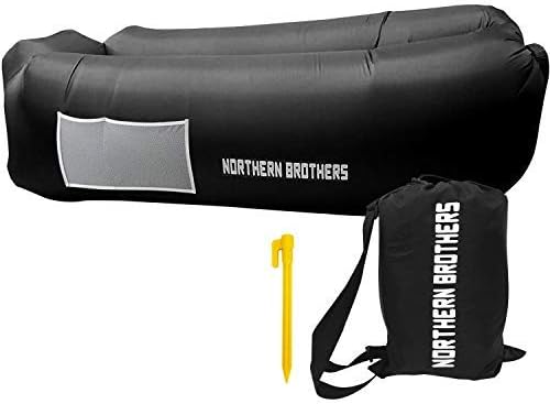 NORTHERN BROTHERS Inflatable Lounger - Inflatable Chair Hammock Portable Air Lounger and Inflatable Couch for Beach Traveling Camping Picnics or Festivals Black