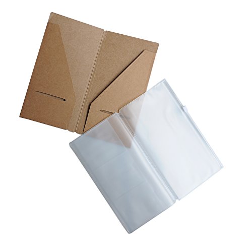 Estuche con Cremallera y Tarjetero Kraft Paquete de 2 Accesorios para Diario de Viaje Recargable - Tamaño de Bolsillo/Pasaporte - 5 x 3,5 Pulgadas (12,5 x 9 cm) B7