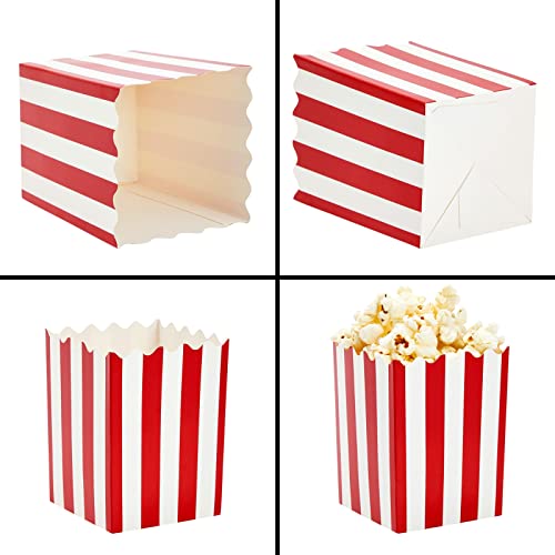 100 Pack Red And White Mini Popcorn Boxes For Party, Bulk Paper Popcorn Containers For Movie Night Decorations (3 X 4 In) #TOP2