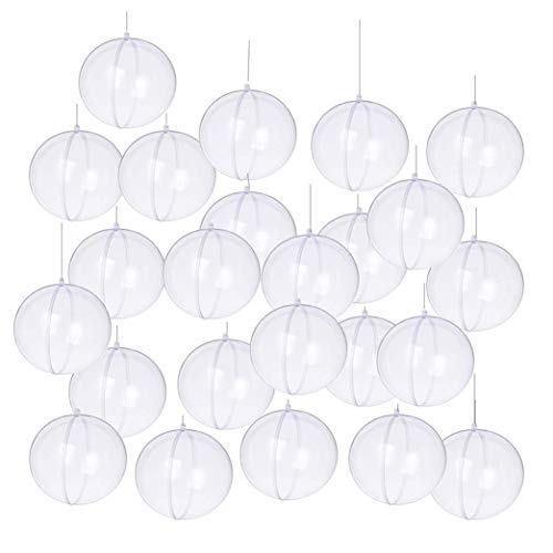 Wenosda Christmas Clear Chucherías Bola Transparente Adorno de Esfera de plástico para Rellenar para el árbol de Navidad/Decoración del hogar/Boda/Cumpleaños/Fiesta/Caja de Regalo, etc (20pcs, 40mm) Cover