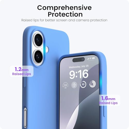 Image of DIZORO Compatible with iPhone 17 Case 6.3, Slim Liquid Silicone 3 Layers Full Covered Soft Gel Rubber Phone Cases Protective Back Cover 6.3 Inch - Azure Blue