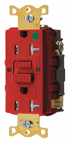Gfci Receptacle, 20A, 125Vac, 5-20R, Red